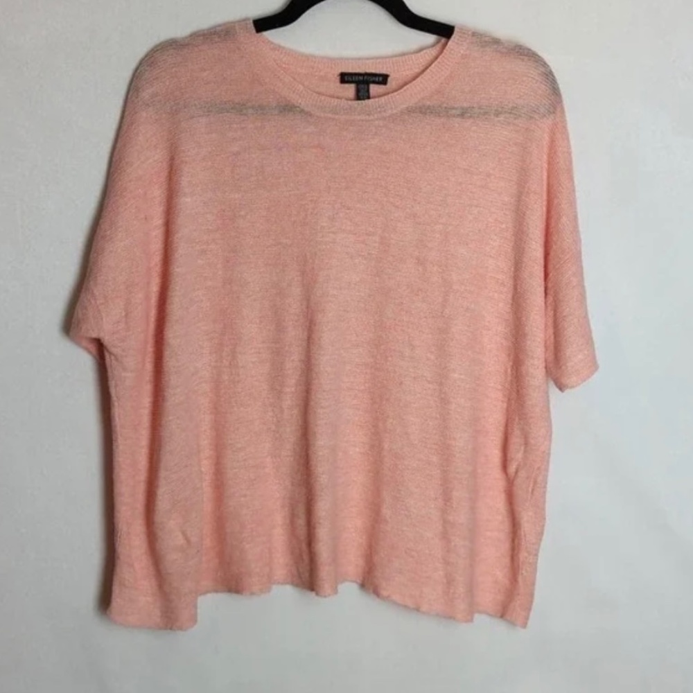Eileen Fisher Melange Linen Peach Tunic Top Womens Size Large